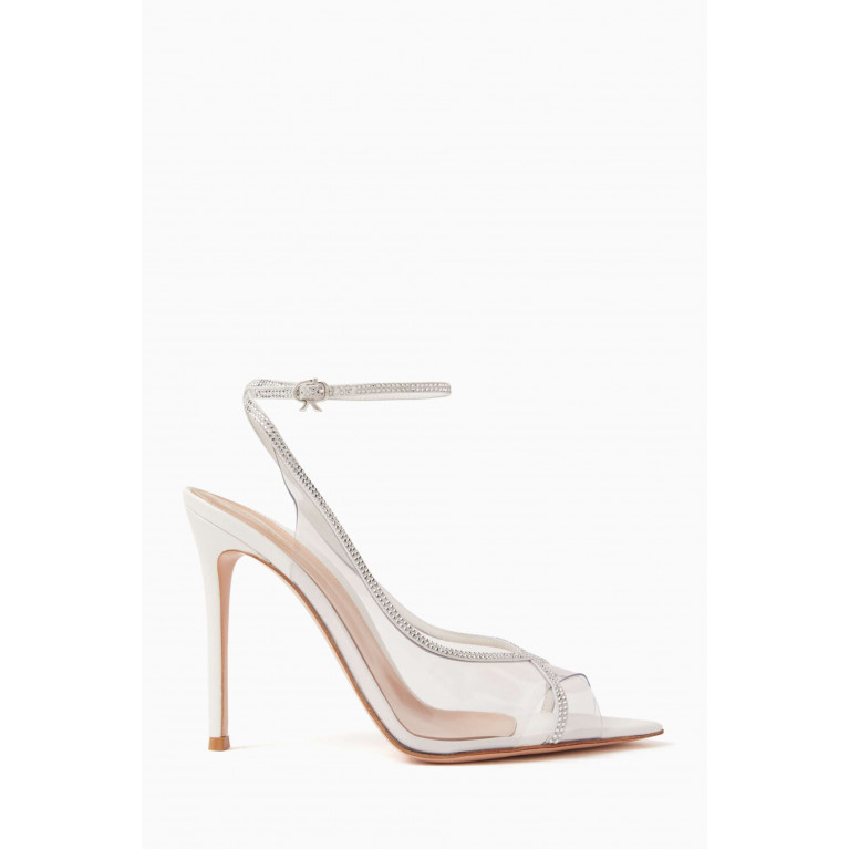 Gianvito Rossi - Crystelle 105 Embellished Sandals in Plexi & Leather