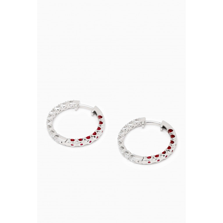 Fergus James - Crescent Ruby & Diamond Hoop Earring in 18kt White Gold