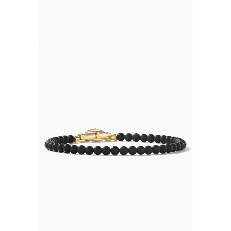 David Yurman - Spiritual Beads Bracelet with Onyx in 18kt Yellow Gold, 4mm
