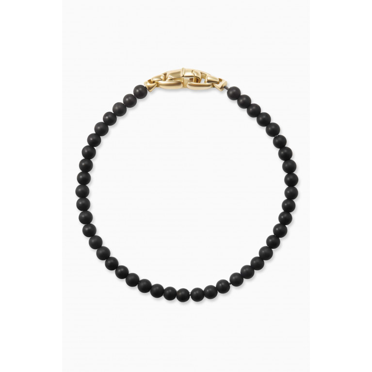 David Yurman - Spiritual Beads Bracelet with Onyx in 18kt Yellow Gold, 4mm