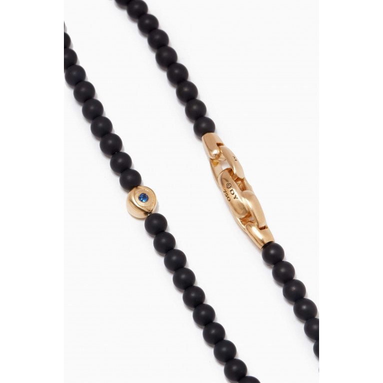 David Yurman - Spiritual Beads Evil Eye Bracelet with Onyx & Sapphire in 18kt Yellow Gold