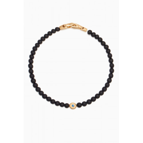 David Yurman - Spiritual Beads Evil Eye Bracelet with Onyx & Sapphire in 18kt Yellow Gold