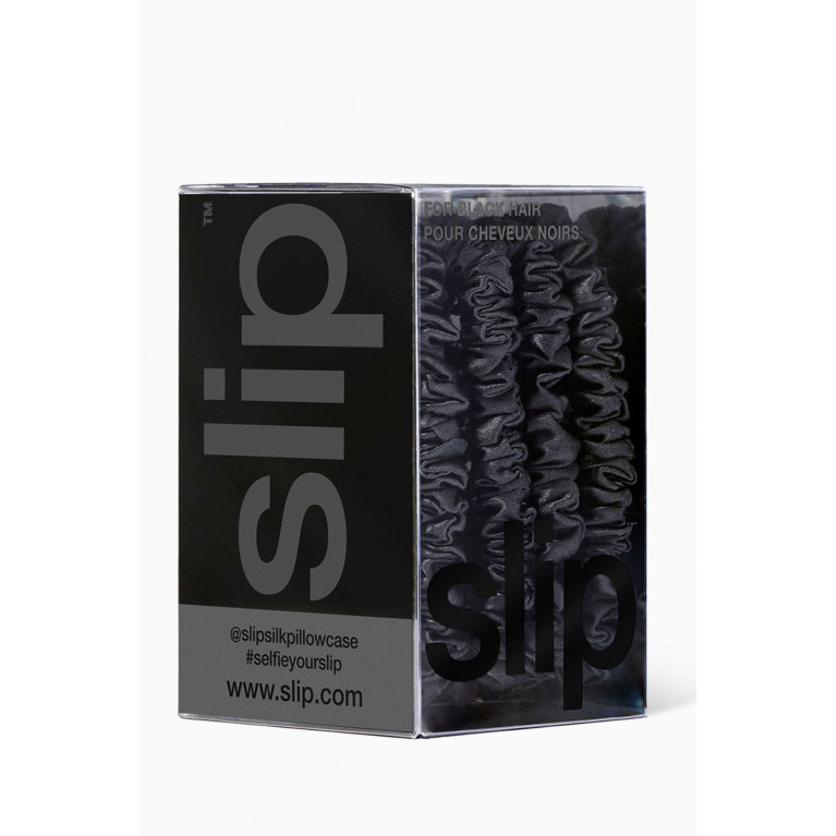 Slip - Black Pure Silk Skinny Scrunchies (Set of 4)