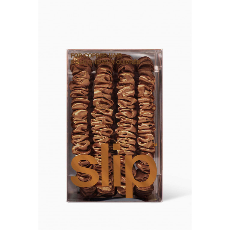 Slip - Copper Pure Silk Skinny Scrunchies (Set of 4)