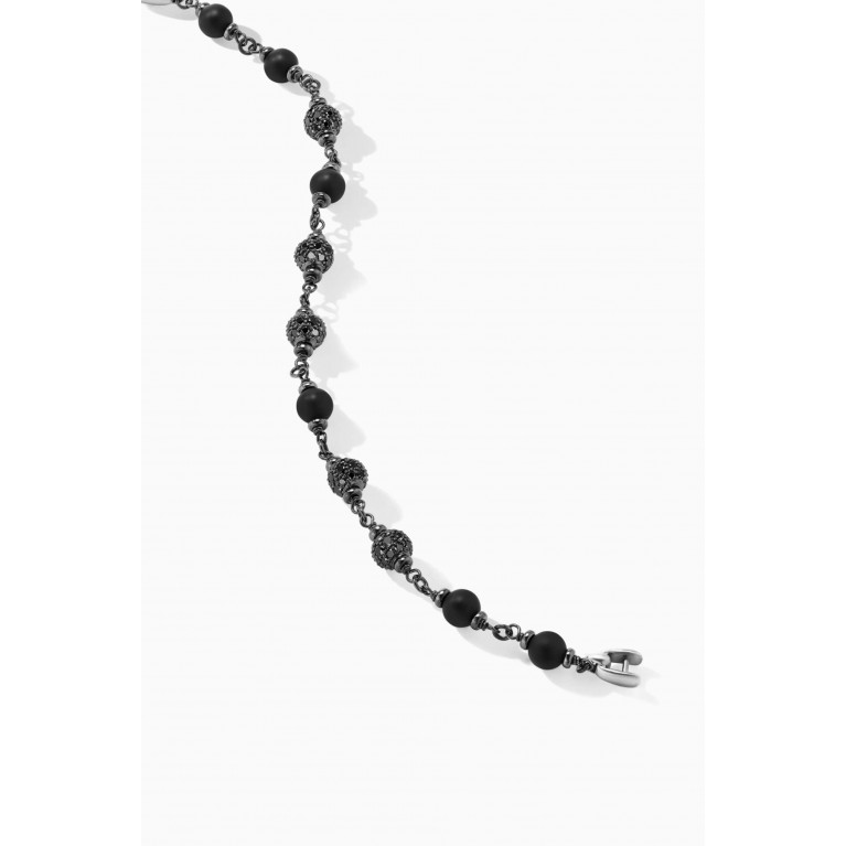 David Yurman - Black Onyx & Diamonds Rosary Bracelet in Sterling Silver