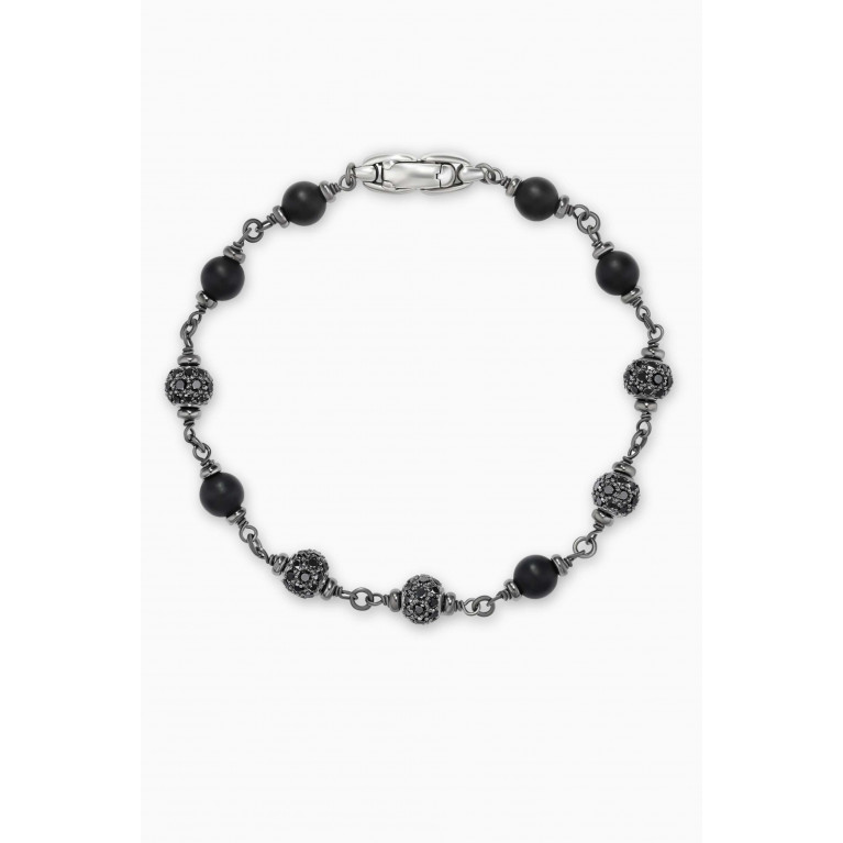 David Yurman - Black Onyx & Diamonds Rosary Bracelet in Sterling Silver