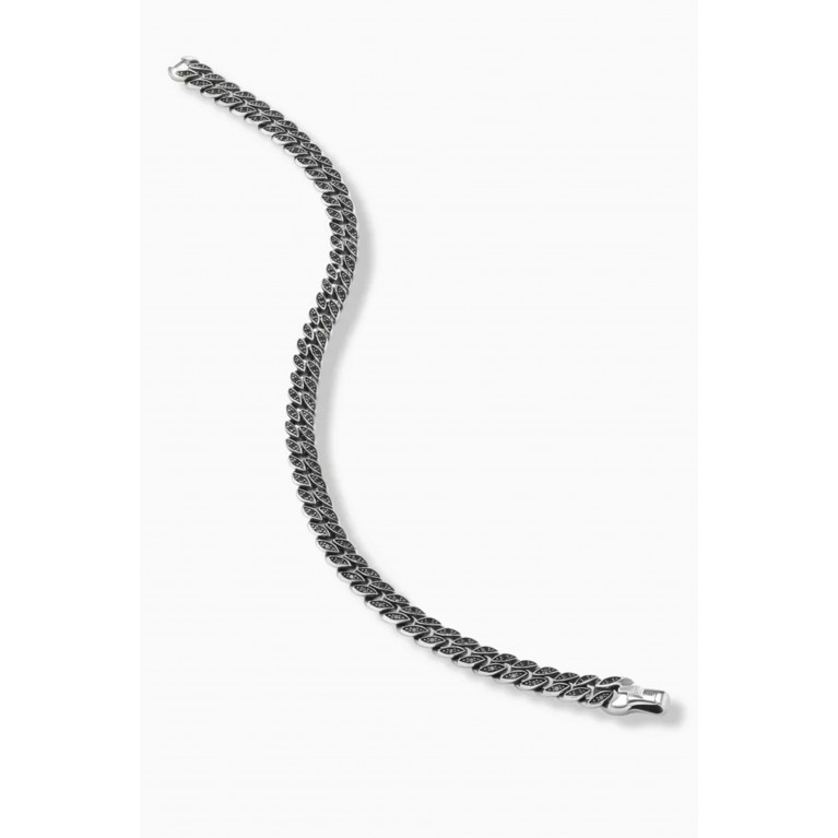 David Yurman - Curb Chain Pavé Black Diamonds Bracelet in Sterling Silver, 6mm