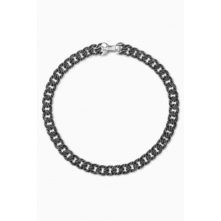 David Yurman - Curb Chain Pavé Black Diamonds Bracelet in Sterling Silver, 6mm