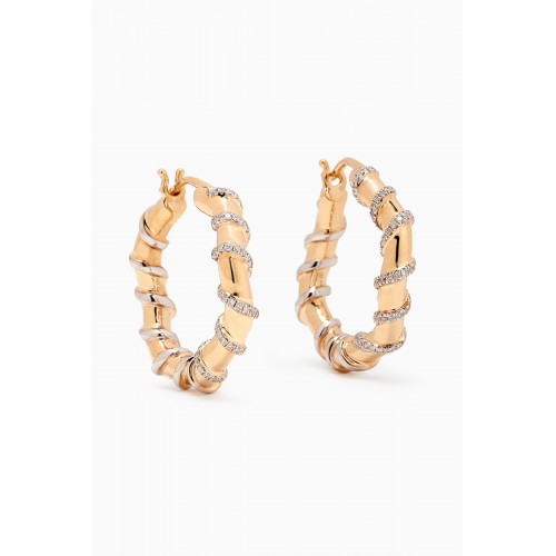 Yvonne Leon - Twisted Creoles Diamond Hoop Earrings in 9kt Yellow & White Gold