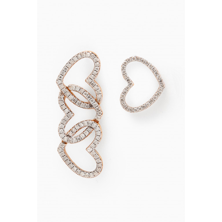 Yvonne Leon - Heart Chips Diamond Earrings in 18kt Gold