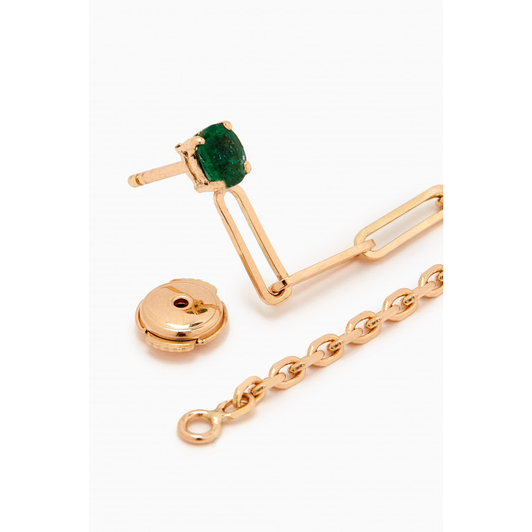 Yvonne Leon - Bo Chain Emerald Single Earring in 18kt Gold Green