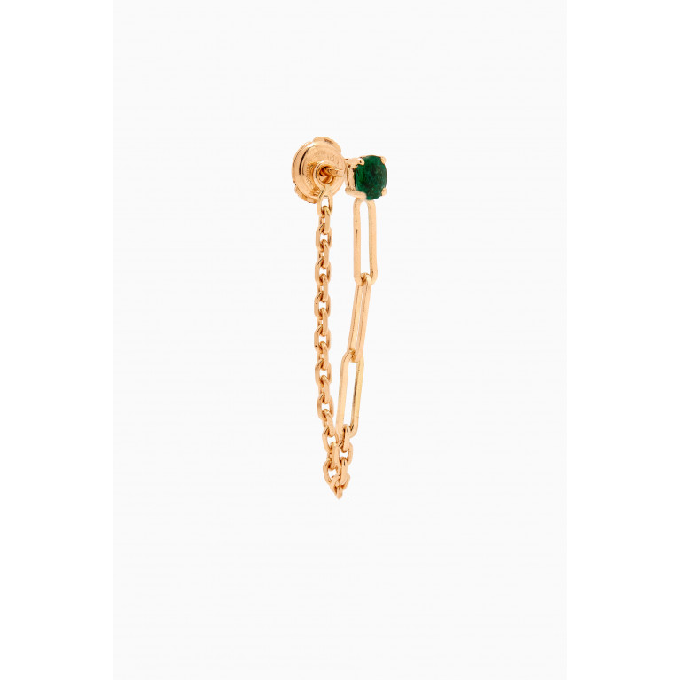 Yvonne Leon - Bo Chain Emerald Single Earring in 18kt Gold Green