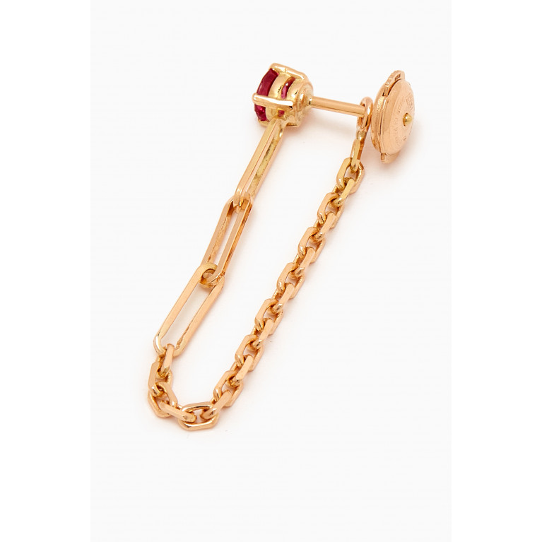 Yvonne Leon - Bo Chain Ruby Single Earring in 18kt Gold Red
