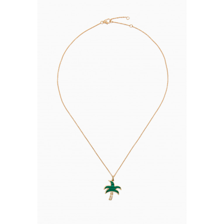 Yvonne Leon - Palm Pendant Diamond & Malachite Necklace in 18kt Gold
