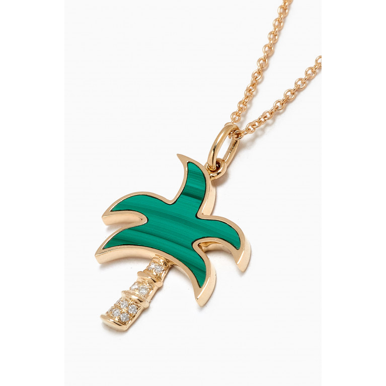 Yvonne Leon - Palm Pendant Diamond & Malachite Necklace in 18kt Gold