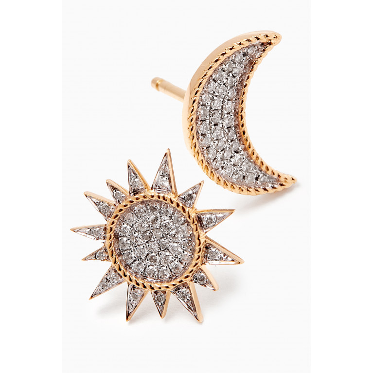 Yvonne Leon - Sun & Moon Diamond Stud Earrings in 18kt Gold