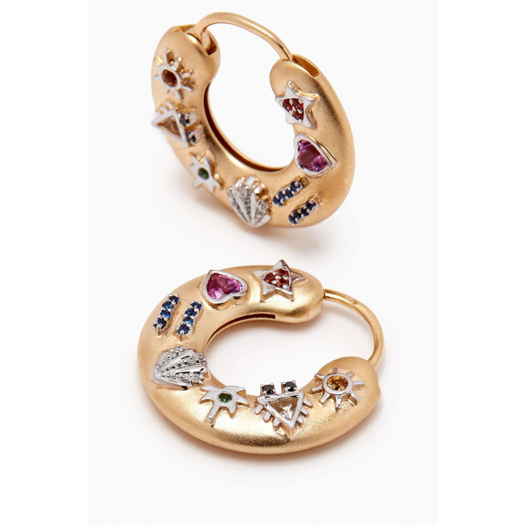 Yvonne Leon - Multi-stone Hoop Earrings in 18kt Gold