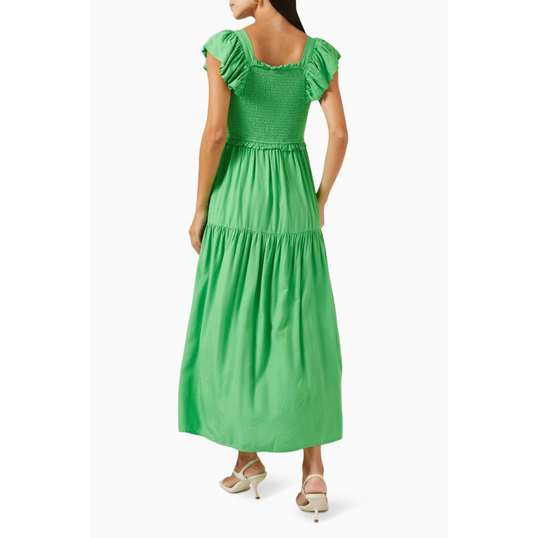 Y.A.S - Yascitri Smocked Midi Dress in EcoVero™ Green