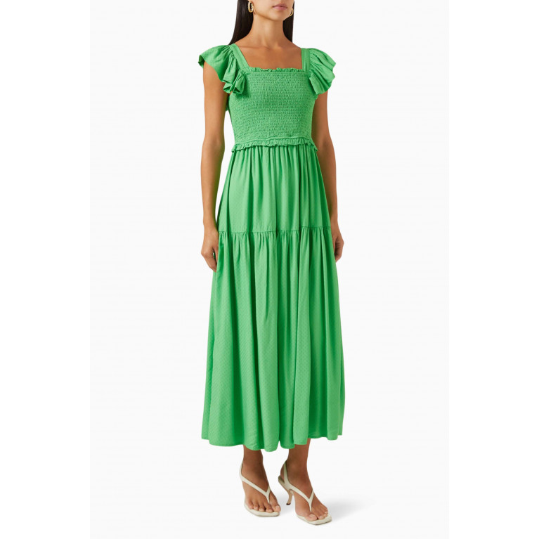 Y.A.S - Yascitri Smocked Midi Dress in EcoVero™ Green