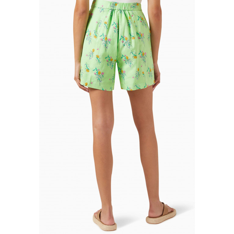 Y.A.S - Yasmeadowfield Floral-print Shorts in Linen-blend