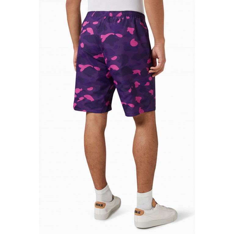 A Bathing Ape - Camo Shark Reversible Shorts in Nylon Purple