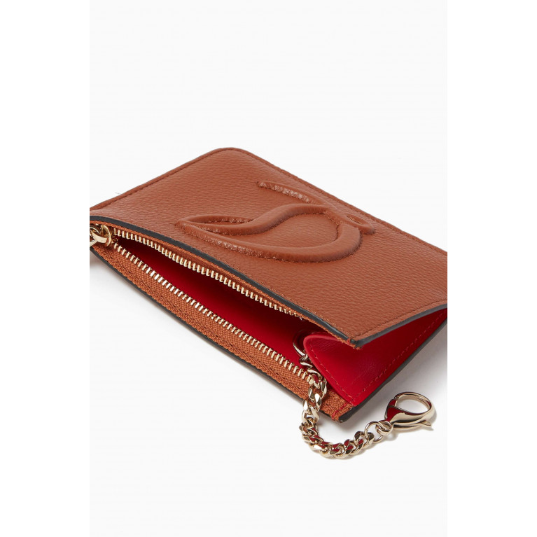 Christian Louboutin - By My Side Zipped Key Holder in Textured Empire Calf Leather Brown