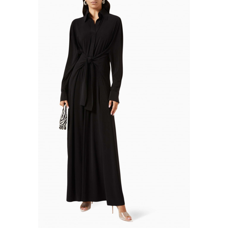 Norma Kamali - Oversized Ty Front NK Maxi Shirt Dress in Poly Lycra