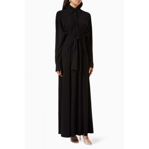 Norma Kamali - Oversized Ty Front NK Maxi Shirt Dress in Poly Lycra