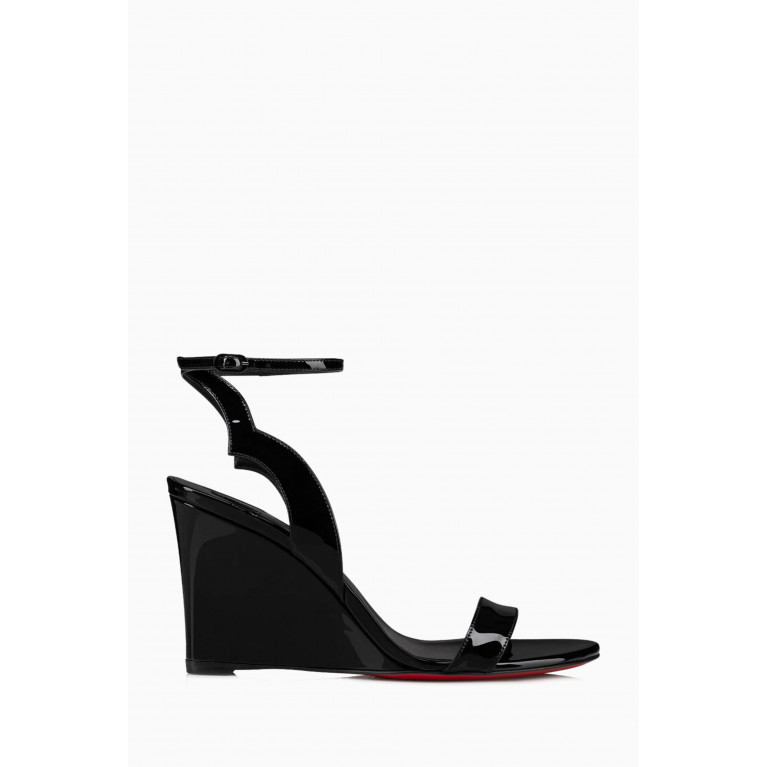 Christian Louboutin - Zeppa Chick 85 Wedge Sandals in Patent Leather Black