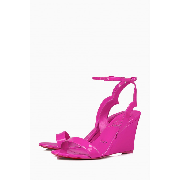 Christian Louboutin - Zeppa Chick 85 Wedge Sandals in Patent Leather Pink