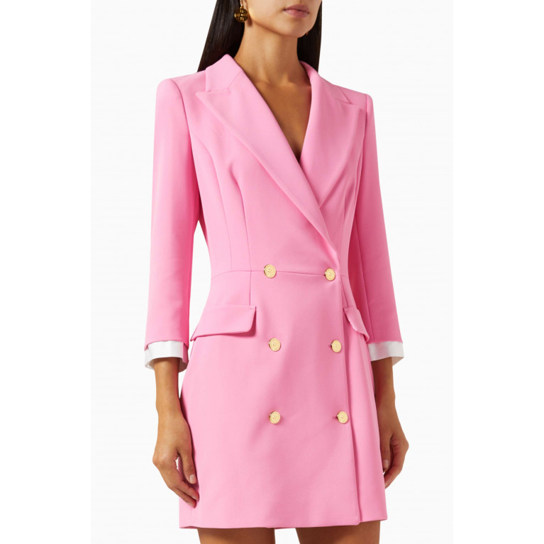 Elisabetta Franchi - Belted Blazer Dress in Stretch Crepe Pink