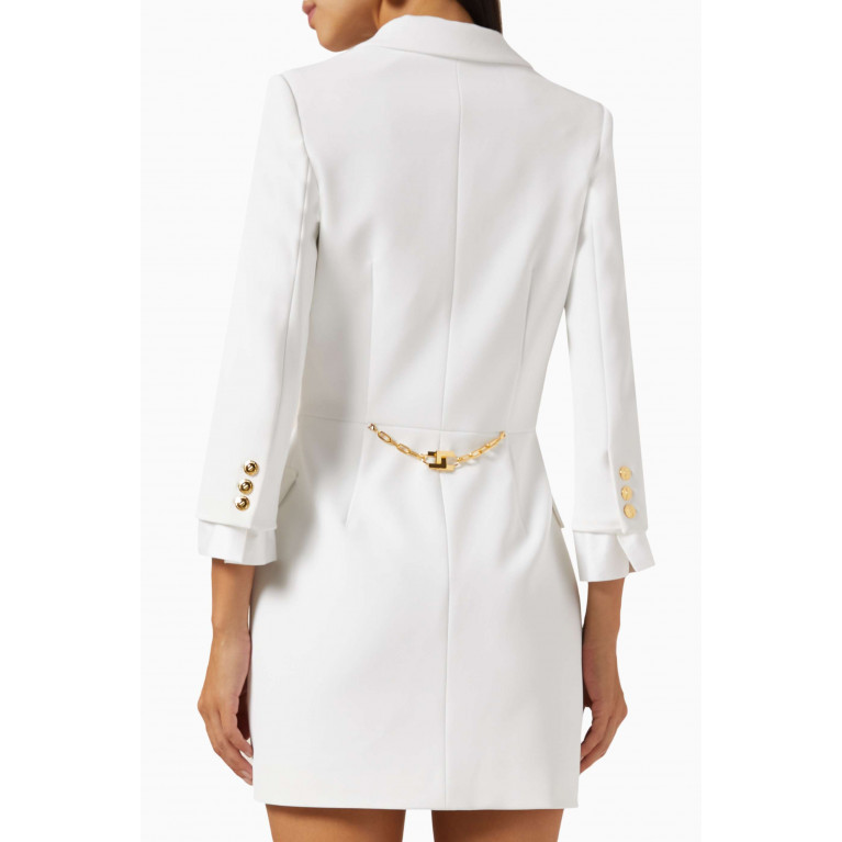 Elisabetta Franchi - Belted Blazer Dress in Stretch Crepe White