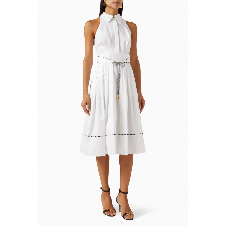 Elisabetta Franchi - Belted Shirt Dress in Poplin White