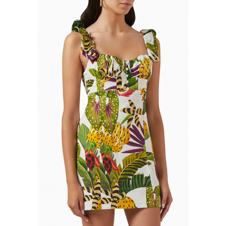 Farm Rio - Striped Forest Mini Dress in Linen-blend
