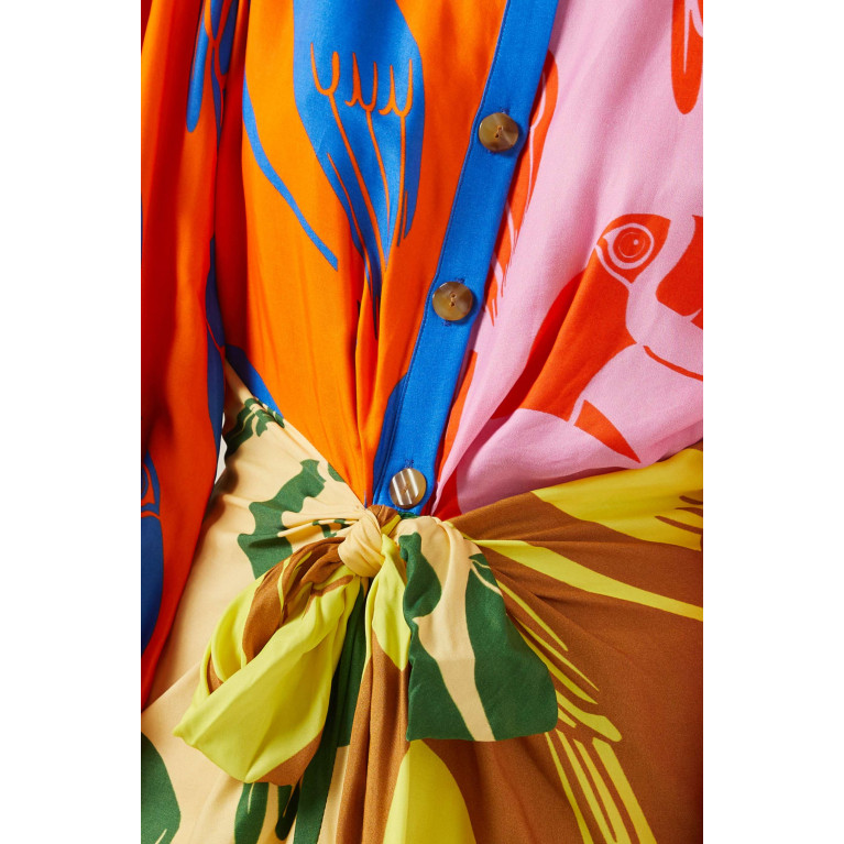 Farm Rio - Mixed Rainbow Toucans Midi Dress in EcoVero™