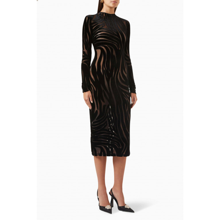 Versace - Zebra Midi Dress in Velour-jacquard