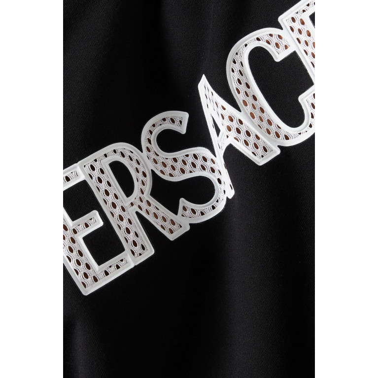 Versace - Mesh-embellished Logo Sweatshirt in Cotton Jersey