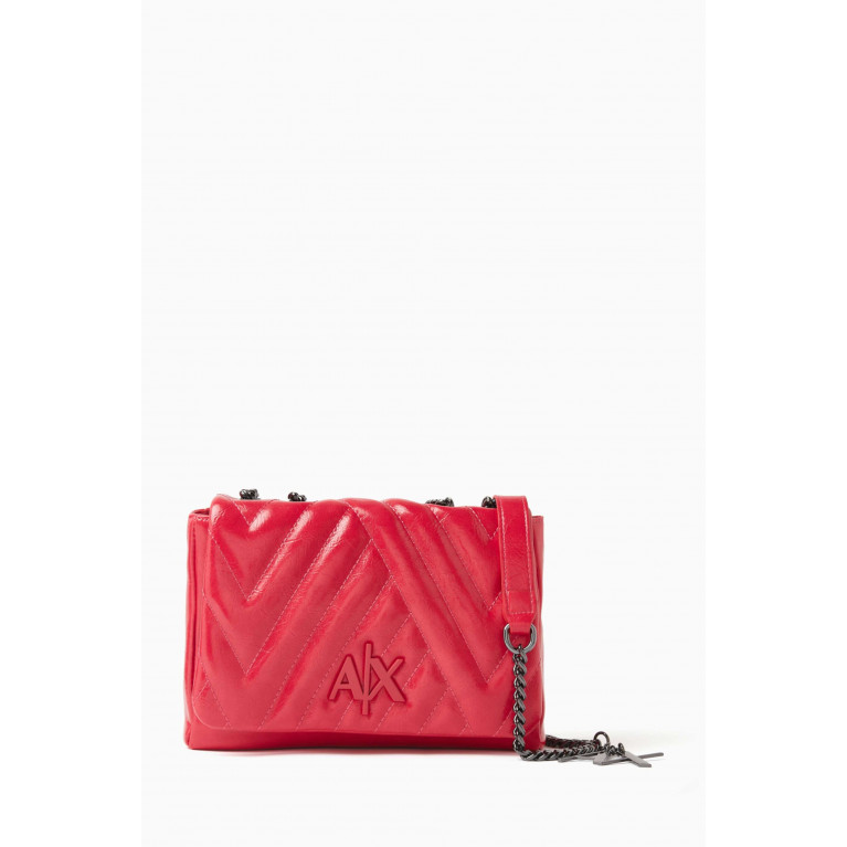 Armani Exchange - AX Logo Shoulder Bag in Quilted Faux Leather