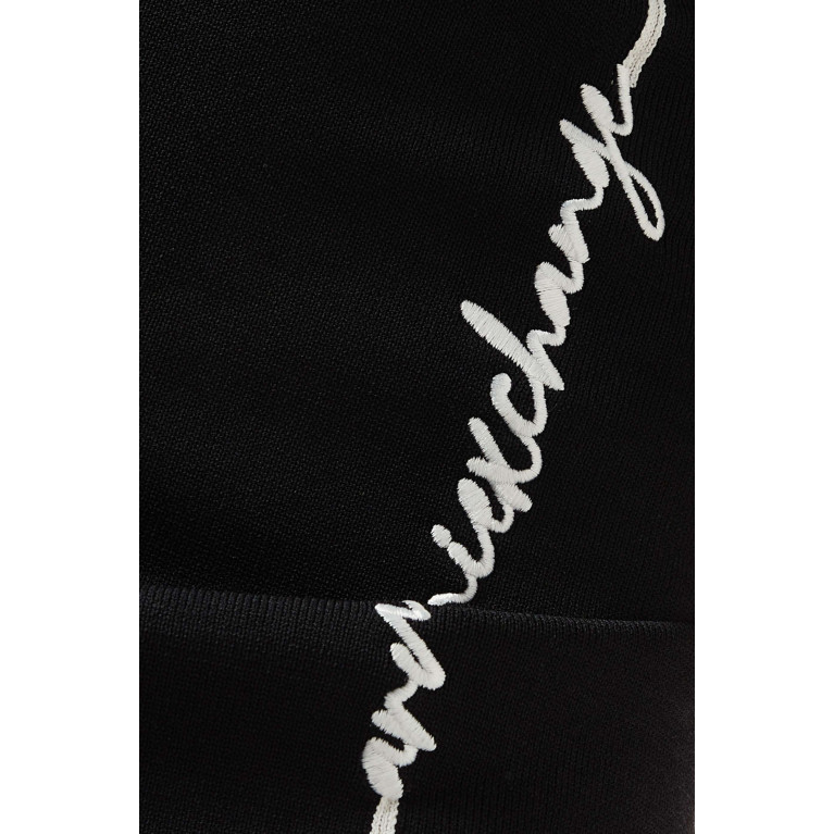 Armani Exchange - Logo-embroidered Mini Dress in Stretch-knit Black