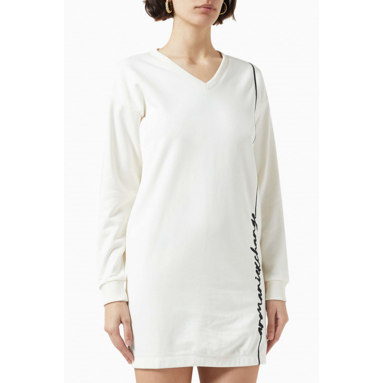 Armani Exchange - Logo-embroidered Mini Dress in Cotton-blend White