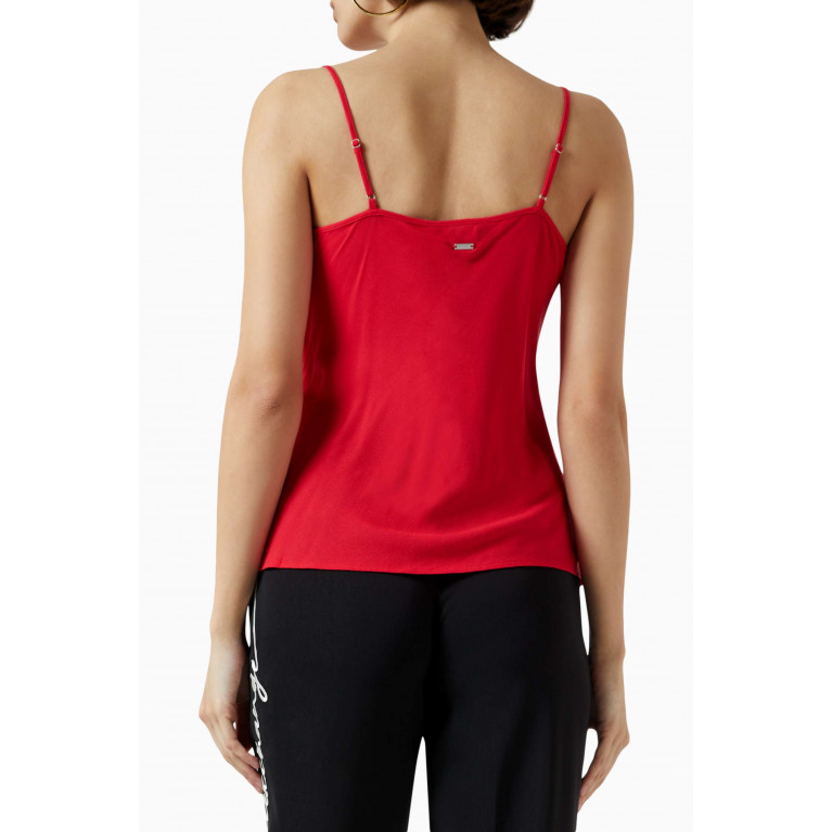 Armani Exchange - Wrap-front Cami Top in Viscose Red