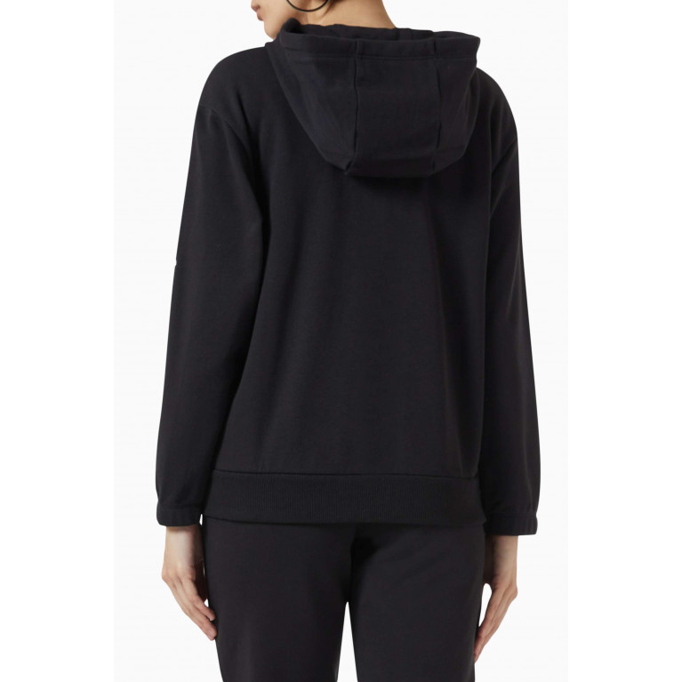 Armani Exchange - Logo-embroidered Zipped Hoodie in Cotton-blend Black