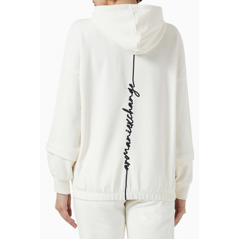 Armani Exchange - Logo-embroidered Hoodie in Cotton-blend White
