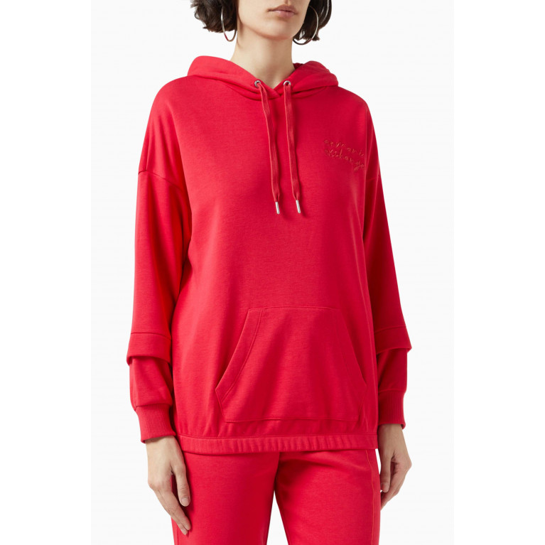 Armani Exchange - Logo-embroidered Hoodie in Cotton-blend Red