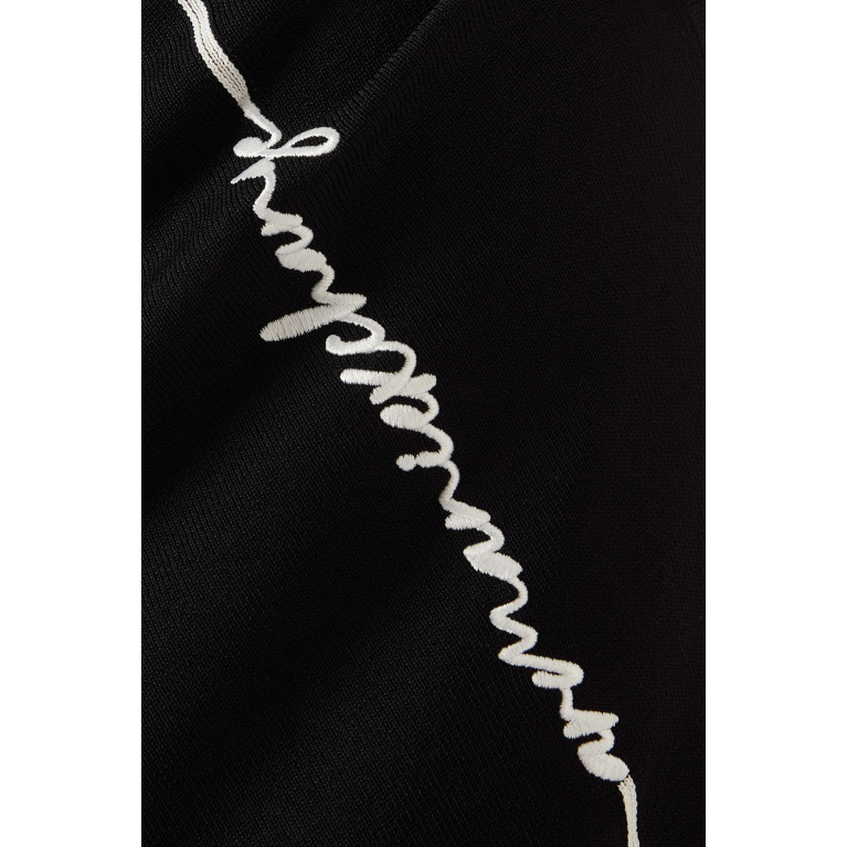 Armani Exchange - Logo-embroidered Midi Skirt in Stretch-knit Black