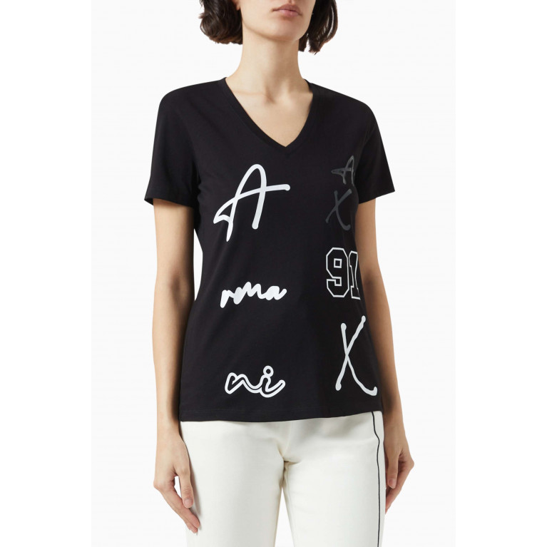 Armani Exchange - AX Logo T-shirt in Cotton-jersey Black