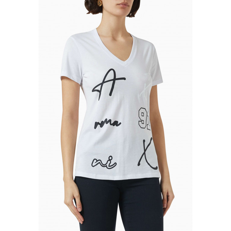 Armani Exchange - AX Logo T-shirt in Cotton-jersey White