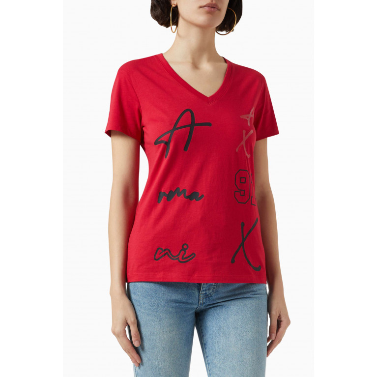 Armani Exchange - AX Logo T-shirt in Cotton-jersey Red
