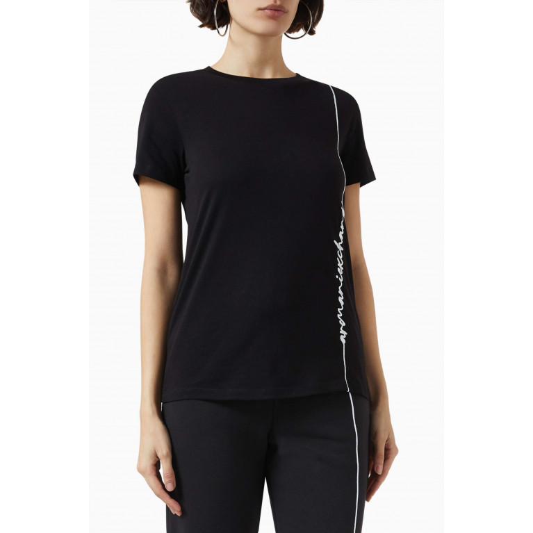 Armani Exchange - Logo-embroidered T-shirt in Cotton-jersey Black