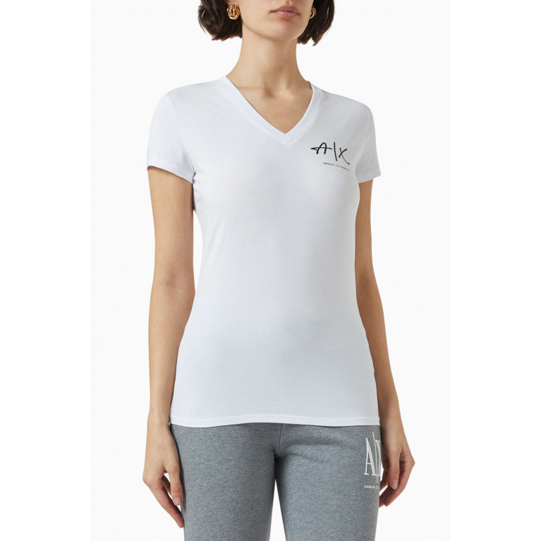 Armani Exchange - AX Logo Slim-fit T-shirt in Cotton-jersey White